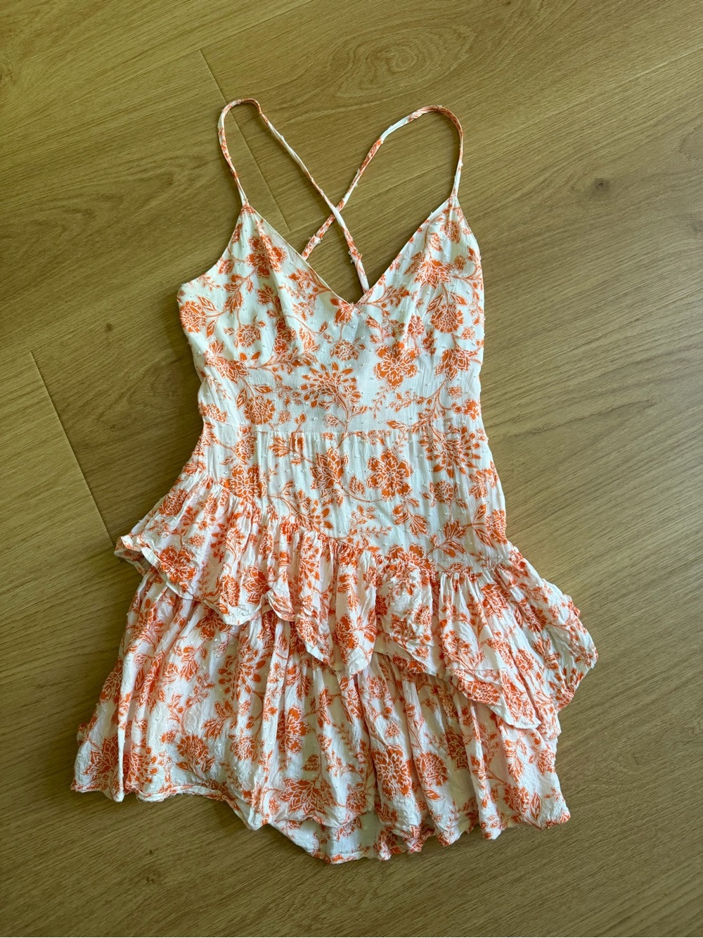 Altar'd State White and Orange Floral Mini Dress